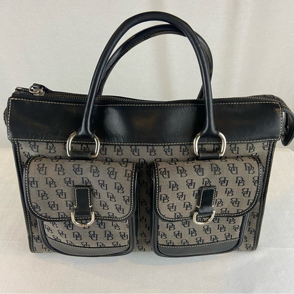 Dooney & Bourke Gray & Black Signature Logo Double Pocket Tote - Picture 6 of 14